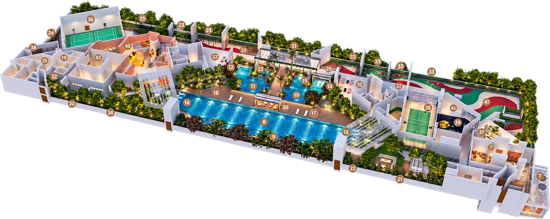 Westfield Residences landscaped facilities podium isometric plan