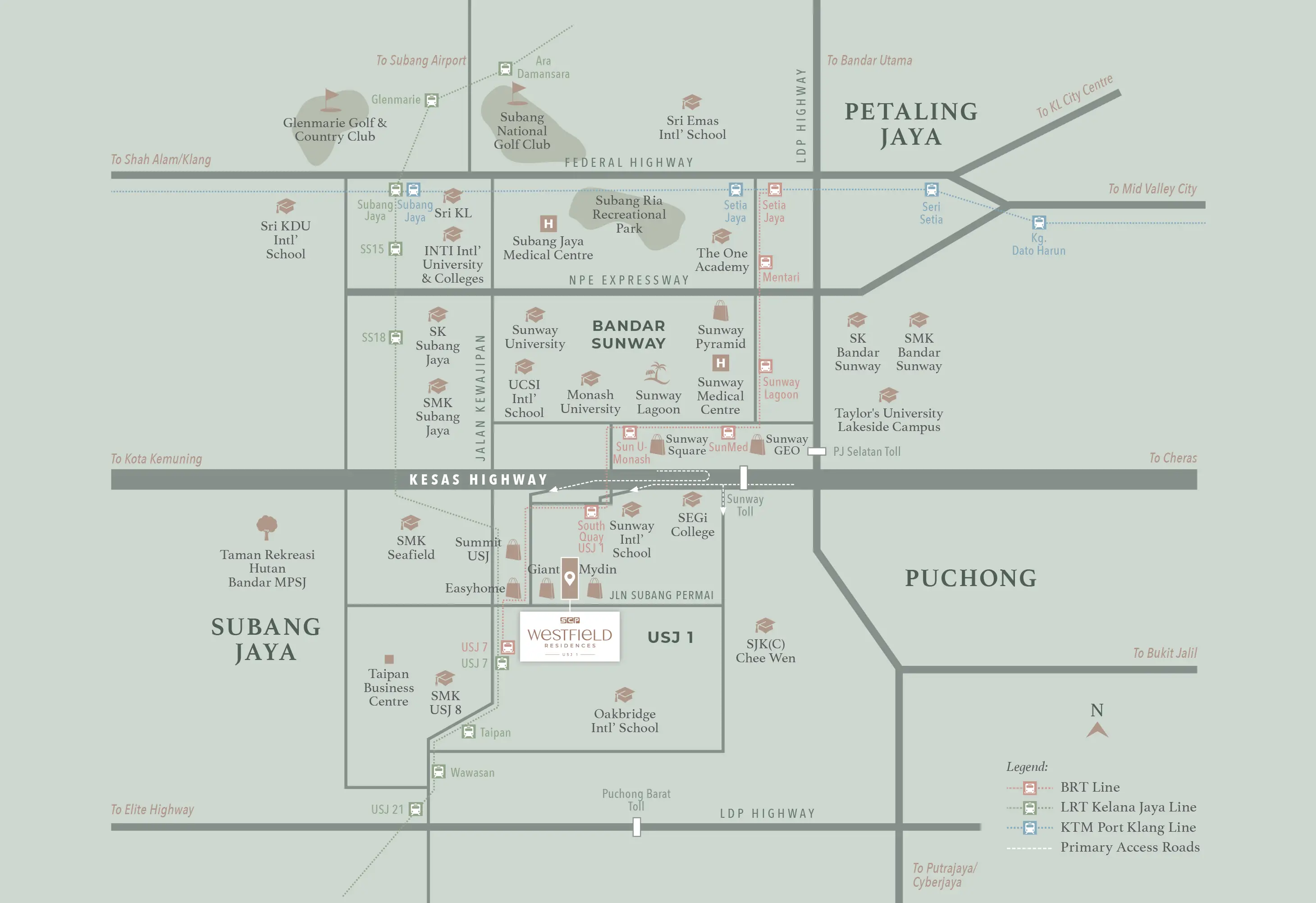 2D location map of Westfield Residences USJ 1